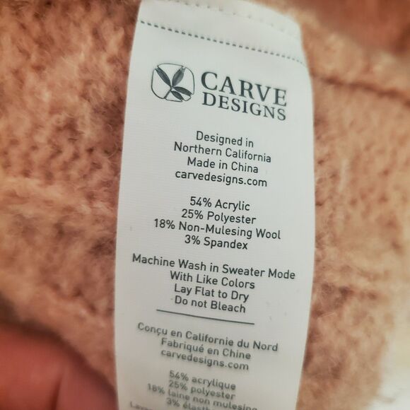 Carve Designs Chunky Cable Knit Sweater Oversized Wool Turtleneck Pink Sz XS-M - Picture 7 of 7